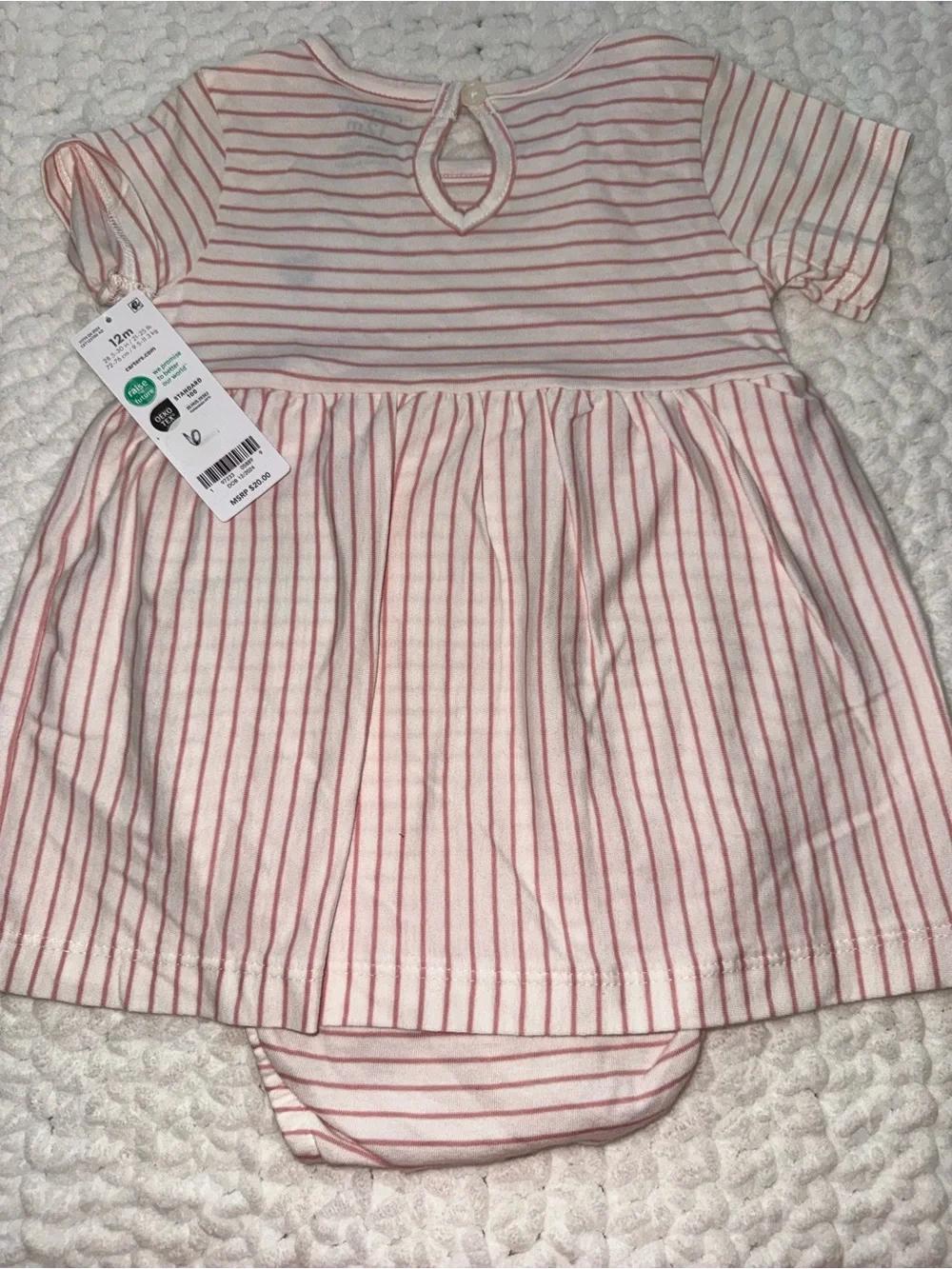 Carter's Pink & White Striped Baby Dress Onesie